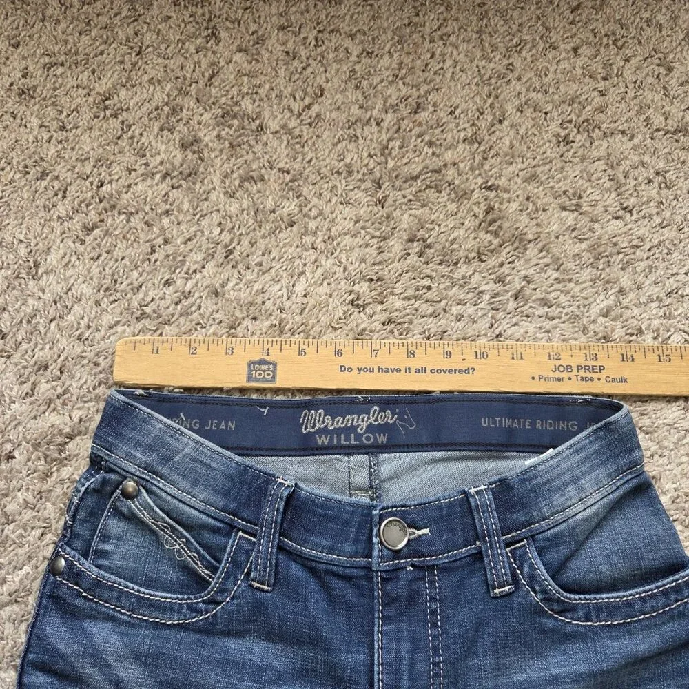 Wrangler Willow Ultimate Riding Jeans  Womens 5/32 Bootcut Stretch Dark Wash - Picture 2 of 6